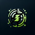 Logo moderno e dinamico per un brand tech legato all’energia. Colori predominanti: nero, verde elettrico e grigio scuro. Il logo deve essere adatto a TikTok, quindi riconoscibile in formato piccolo, con un simbolo astratto che rappresenta flusso energetico o fusione tra tecnologia e ambiente. Font sans-serif pulito, con un accento visivo futuristico.